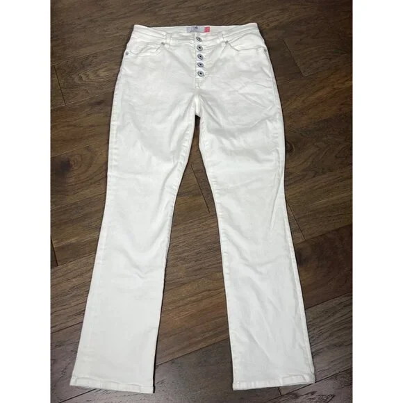 CABI Button Fly Straight Jeans White Sz 6 #6284 NWOT - Picture 2 of 7